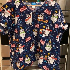 frosty snowman scrub top
